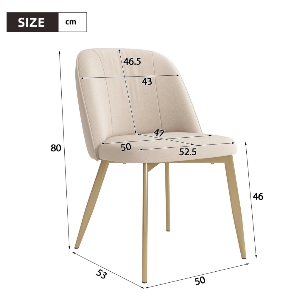 Sedie da Pranzo in Velluto ¨C MINIMAL ¨C Beige, Gambe Oro, Set 2 Pezzi