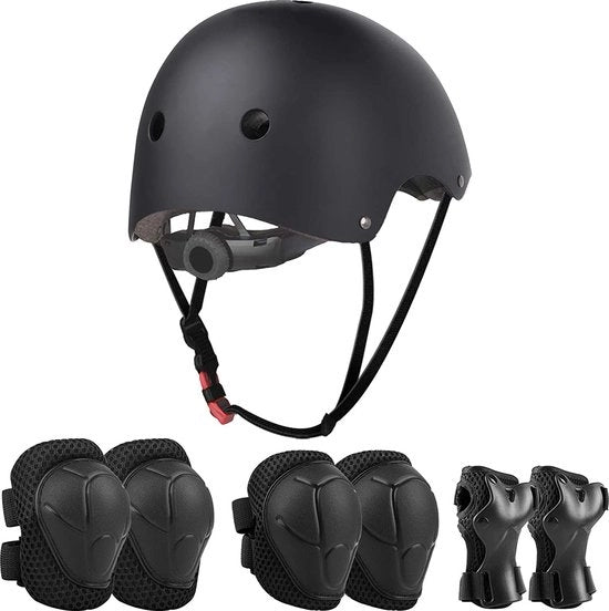 Elmo di sicurezza per bambini - protezione per skateboard e bicicletta - elmo regolabile, protezioni per gomiti, ginocchia e polsi.