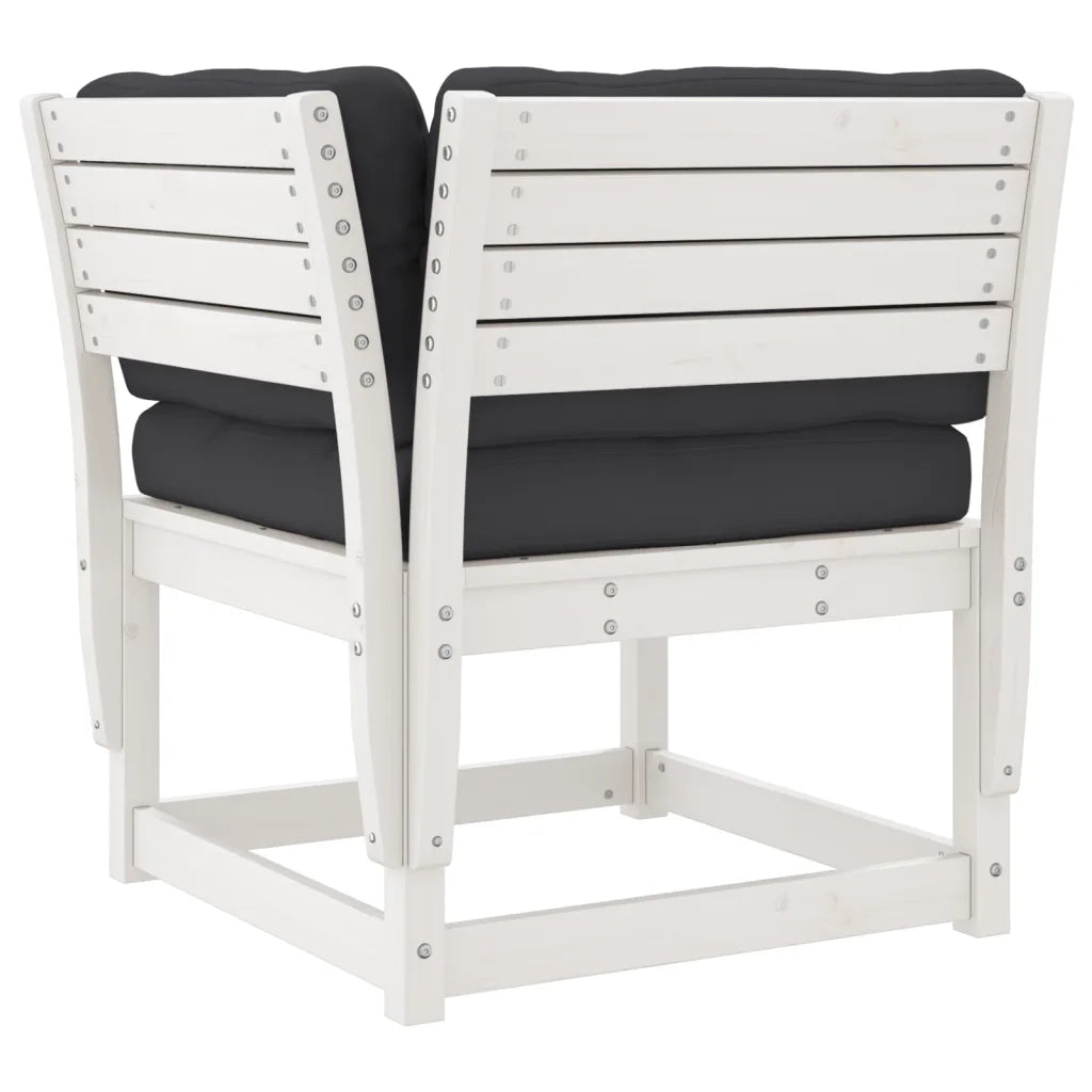 Divano Angolare Giardino Cuscini-Sofa da Giardino-Divanetto da esterno Bianco 73x73x78 Massello Pino