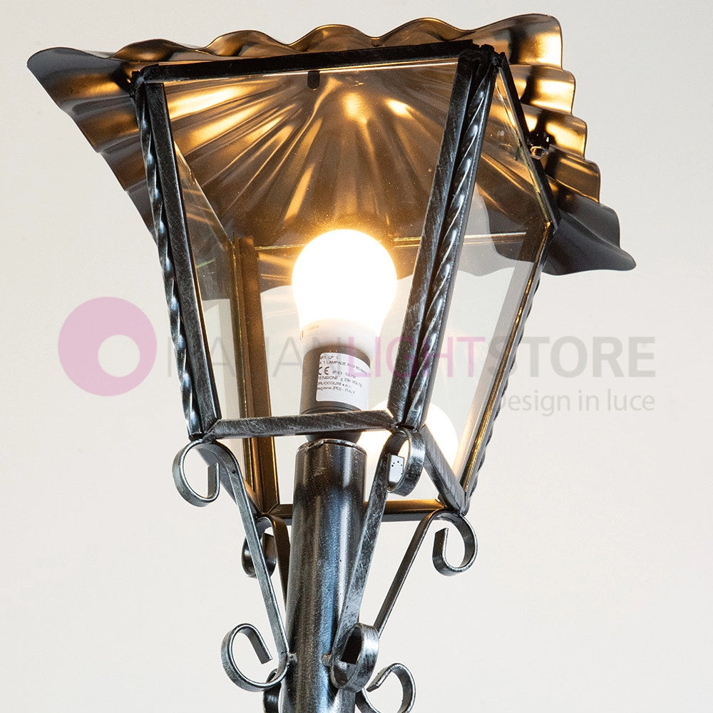 UMBRIA GRANDE Lampione con Lanterna Ferro Battuto Design Rustico