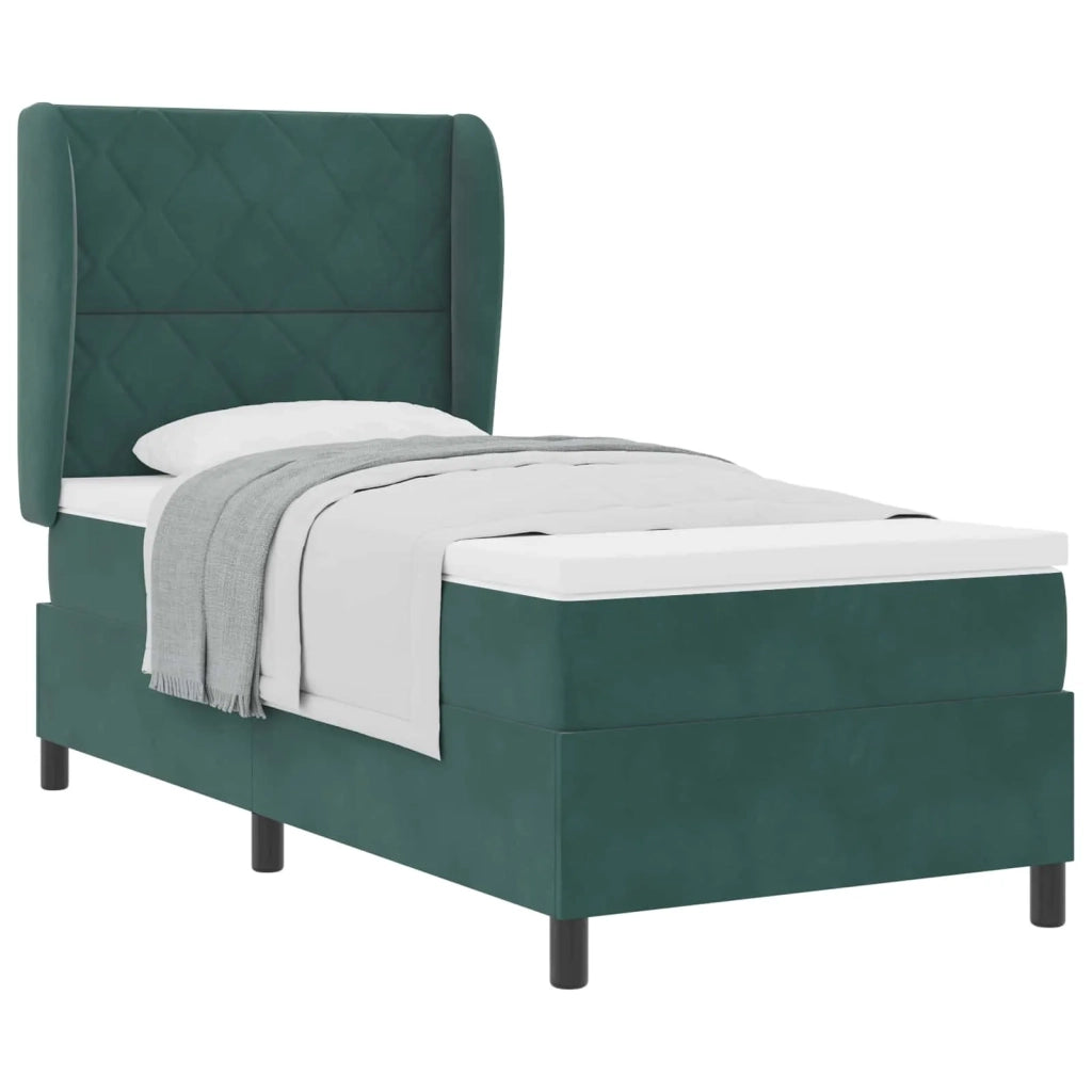 Letto a molle con materasso Verde Scuro 190 x 90 cm Velluto 3340961