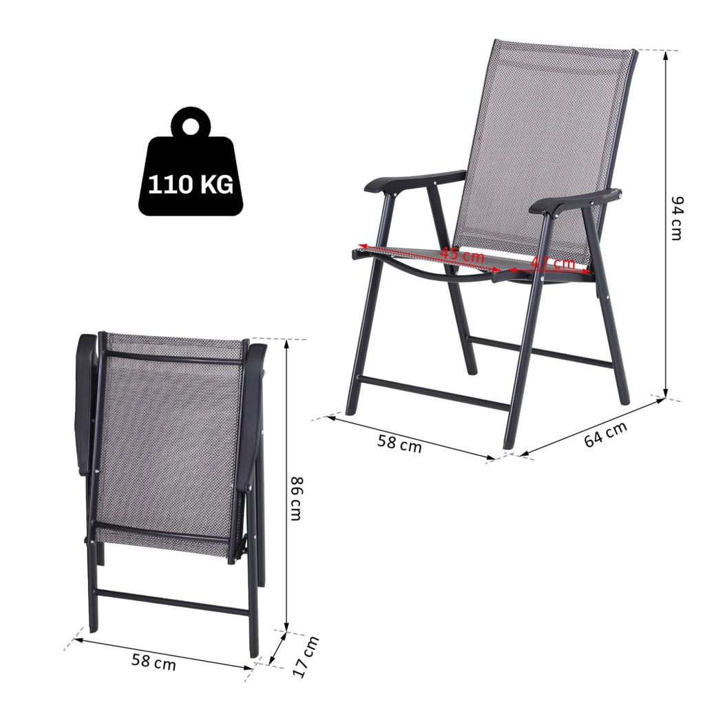 Sedia Pieghevole da Giardino ¨C zephmum ¨C Grigio 58x64x94 cm