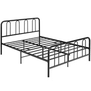 Struttura letto in metallo con testiera e pediera-Giroletto supporto per materasso con doghe in acciaio 209x144x101cm Nero