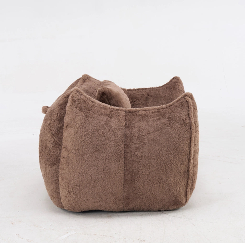 Poltrona con poggiapiedi ergonomica in tessuto tecnico marrone