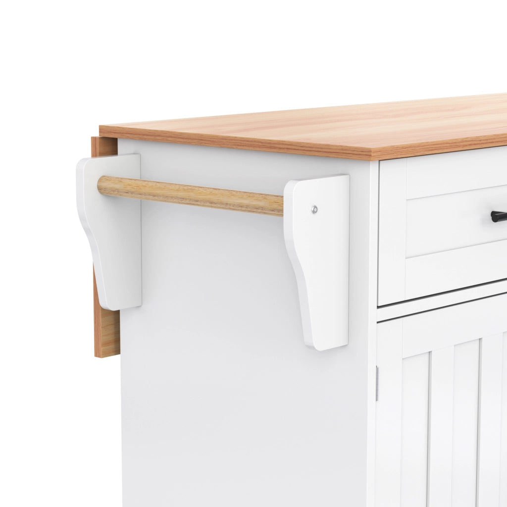 OKWISH Carrello da Cucina con 2 Cassetti, Ripiani Regolabili, Piano Pieghevole e 5 Ruote, 129 x 71 x 91.5 cm