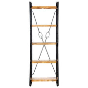 Libreria a 5 Ripiani-Scaffale per Libri-Mobile di Stoccaggio 60x30x180 cm in Legno Massello di Mango