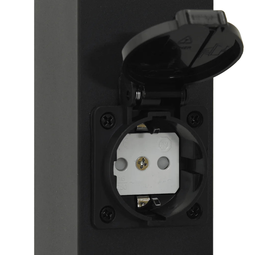 Lampada a paletto con presa di corrente 110 cm Nera IP44 4006087