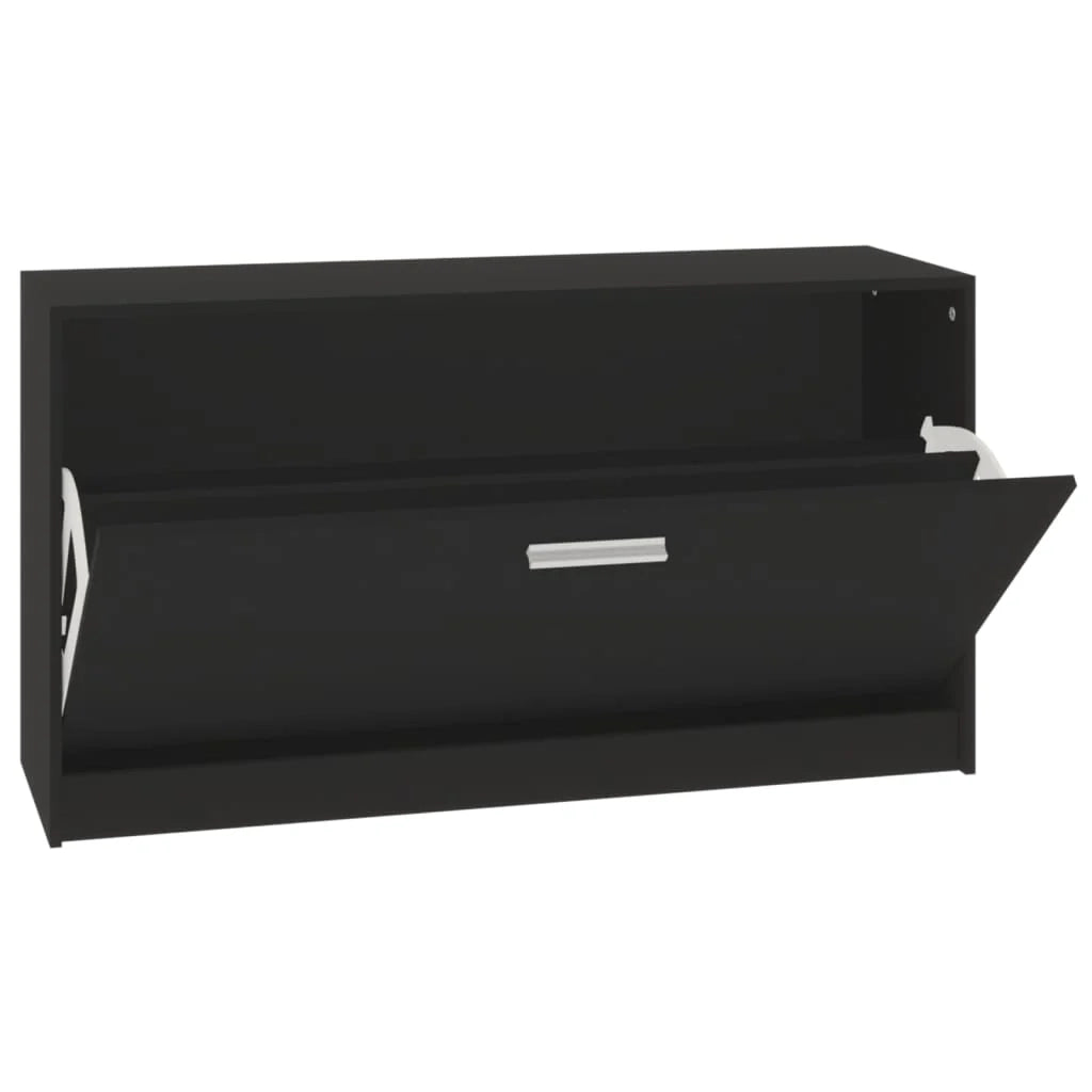 Panca portascarpe/stivali cassettiera scaffale mobiletto portaoggetti per ingresso 80 x 24 x 45 cm legno ingegnerizzato nero 02_0022995