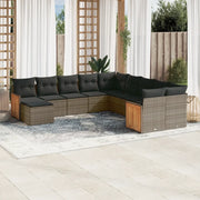 Set Divani da Giardino 11 pz con Cuscini in Polyrattan Grigio 3228251