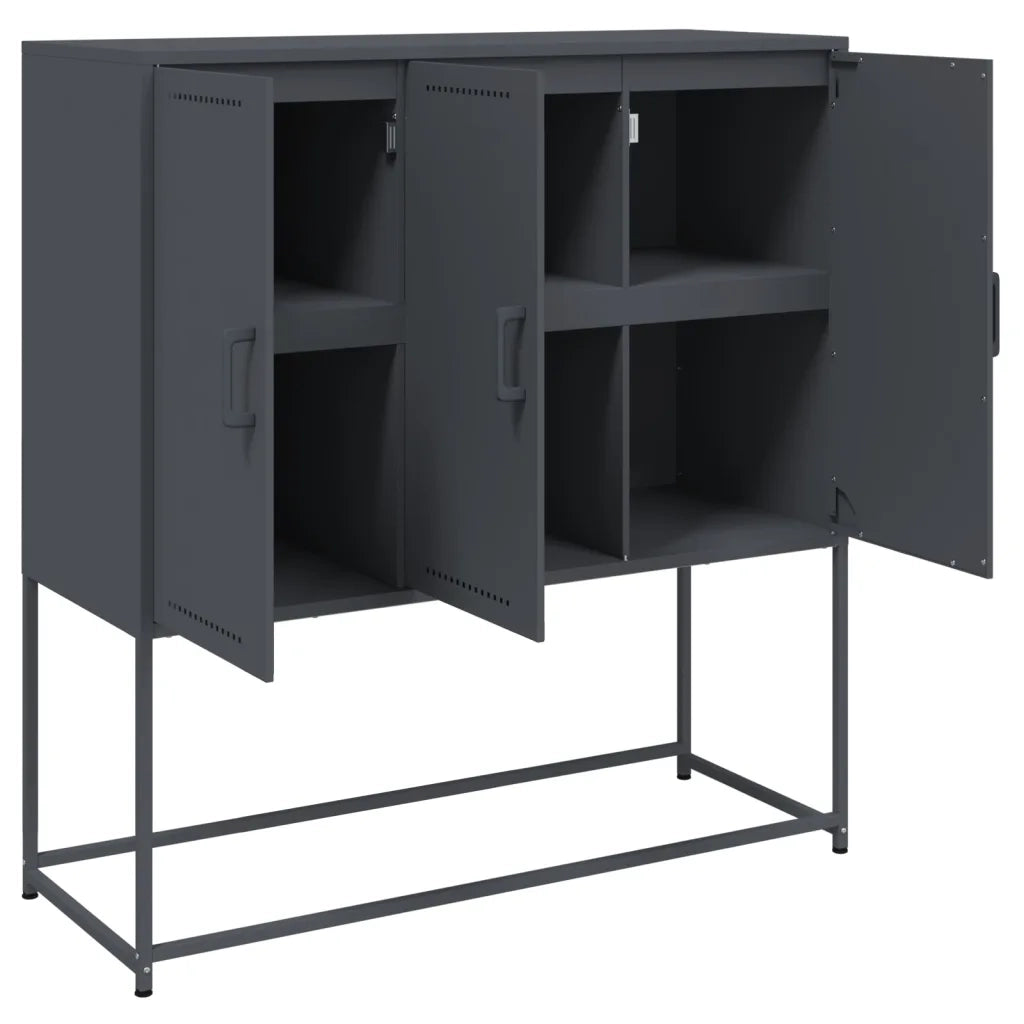 Credenza | Madia | Buffet da pranzo | Armadio da pranzo Antracite 100,5x39x107 cm in Acciaio