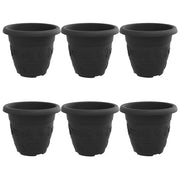 Set di 6 vasi da fiori rotondi in stile moderno e minimalista per interni ed esterni 26 x 26 x 21,5 cm in plastica nera 02_0059327