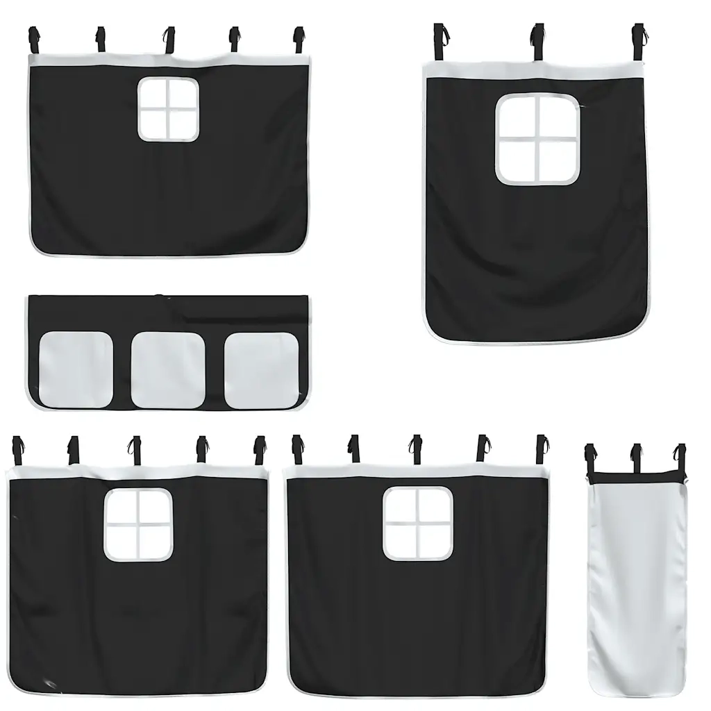 Letto a Castello senza Materasso Bianco e Nero 80x200cm in Pino 3283901