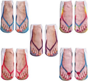 5 paia di calze con stampa Flip Flop - calze casual da unico uso con pattern 3D - stampa manicure - calze personalizzate
