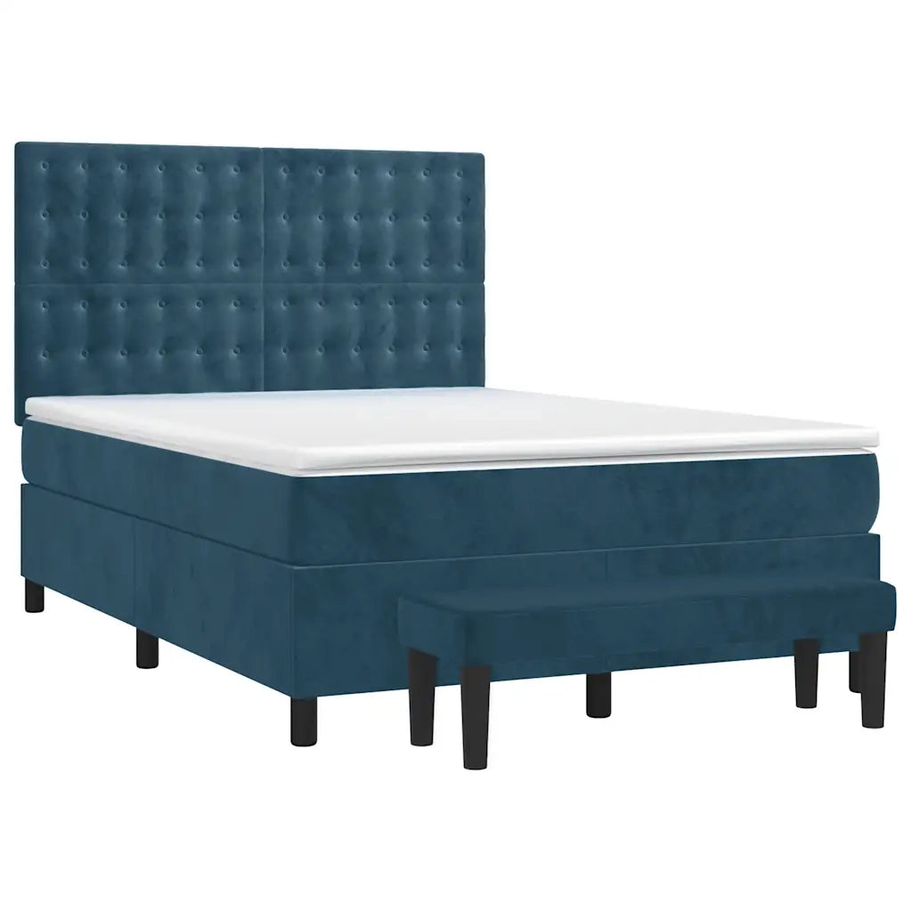 Giroletto a Molle con Materasso Blu Scuro 140x190 cm in Velluto 3138083