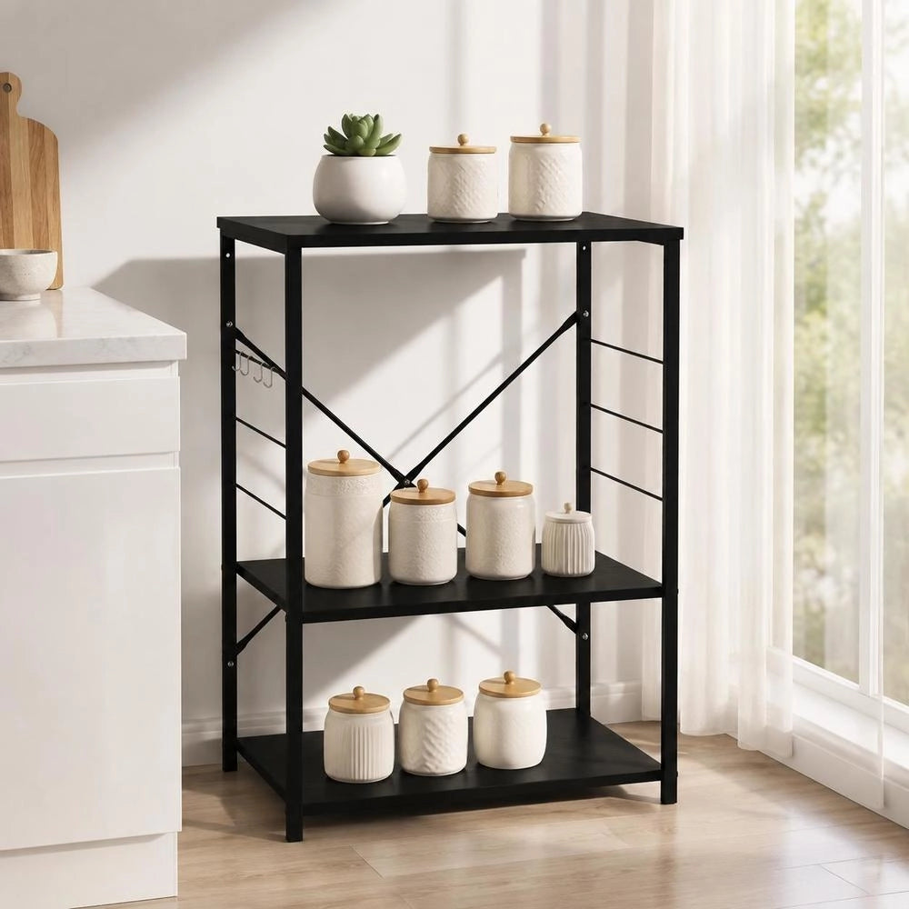 Microwave Shelf, Black, 60x39.6x79.5 Cm, Wood-based Material