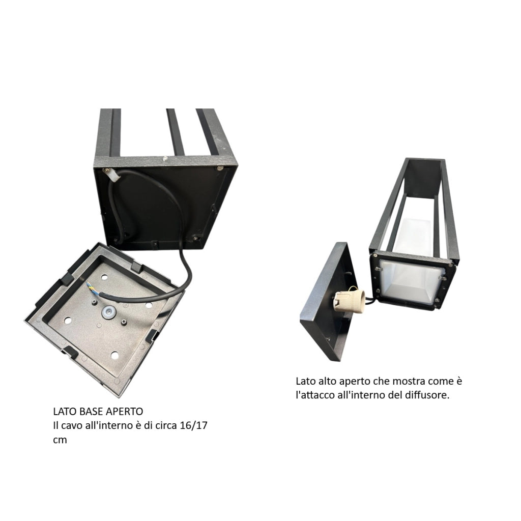 Lampioncino moderno palo luminoso da giardino diffusore con attacco per lampadine led E27 altezza 60 CM nero