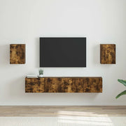 Mobile TV da parete 2 pz-Set di 2 Mobile TV a Muro-Credenza TV Rovere fum¨¦ 30 x 31 x 40 cm