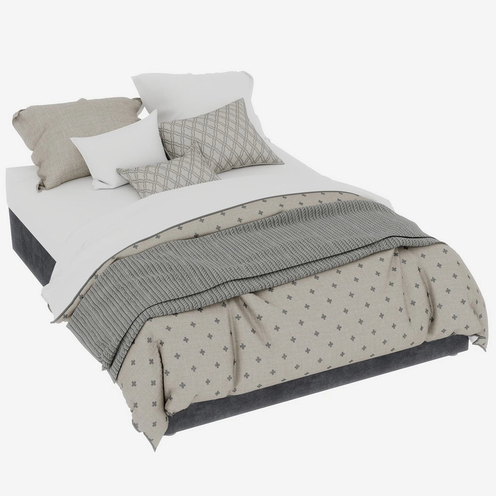 Letto Contenitore Matrimoniale ¨C MINIMAL ¨C Velluto Grigio 140x200 Senza Testiera