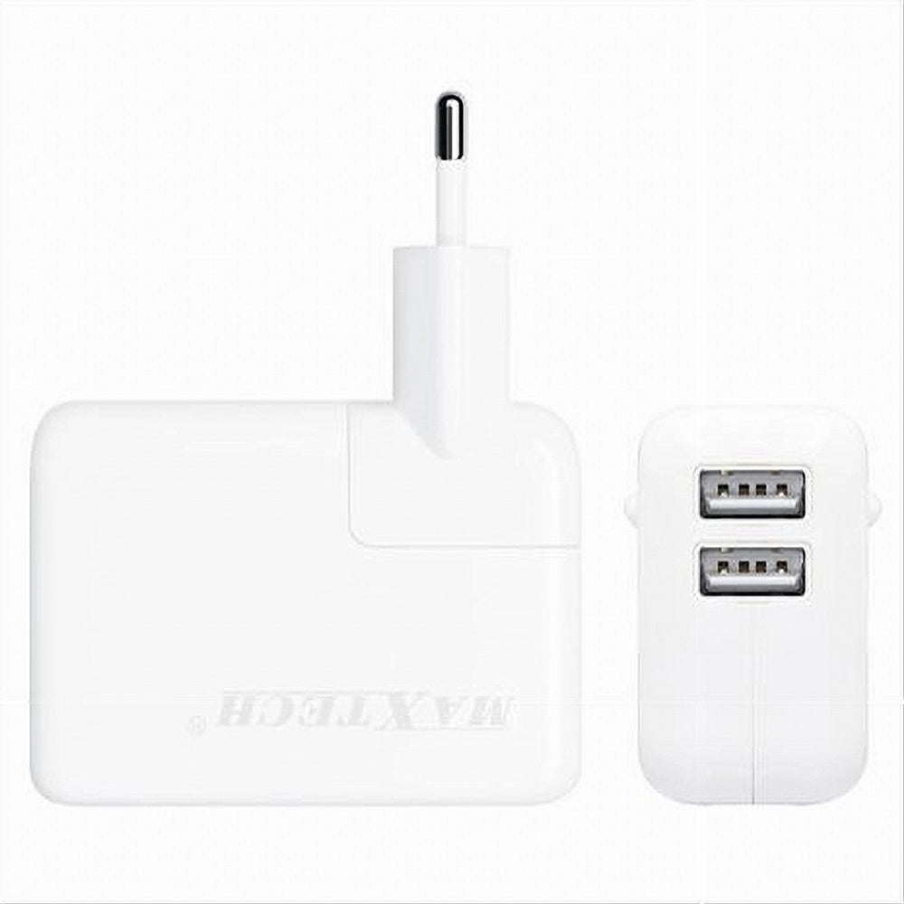 Trade Shop - Caricatore Presa Spina 2 Usb Ultra Ricarica Smartphone 5v-2100ma Maxtech Ca-s012 -