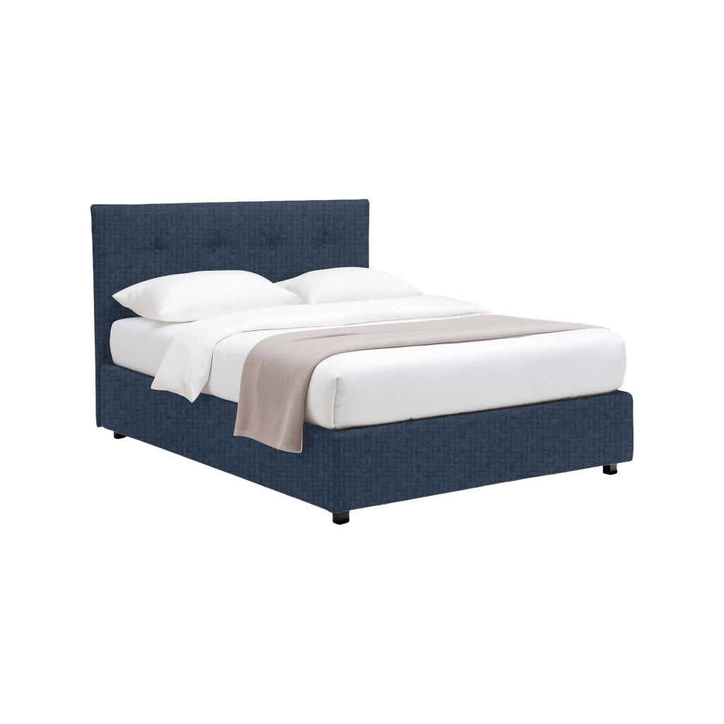 Preston, Letto Matrimoniale Sfoderabile Made in Italy, blu
