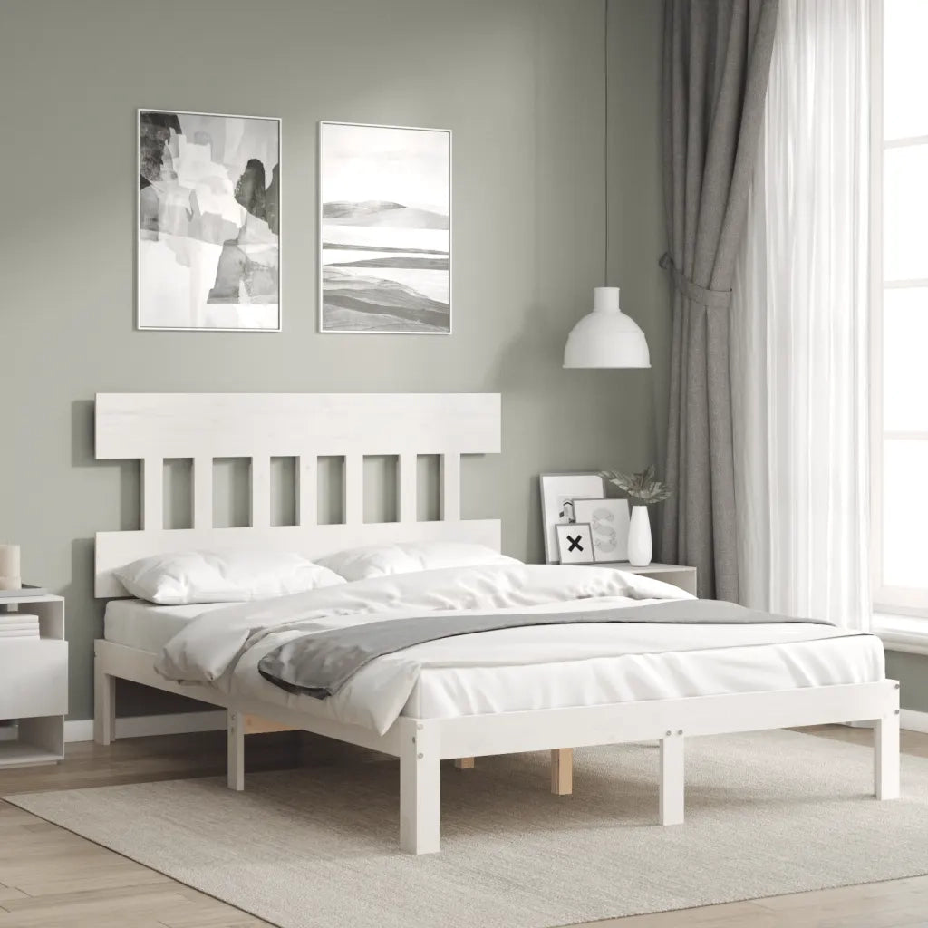 Letto matrimoniale | Letto per adulti | Letto senza Materasso Bianco 140x190 cm Legno Massello di Pino