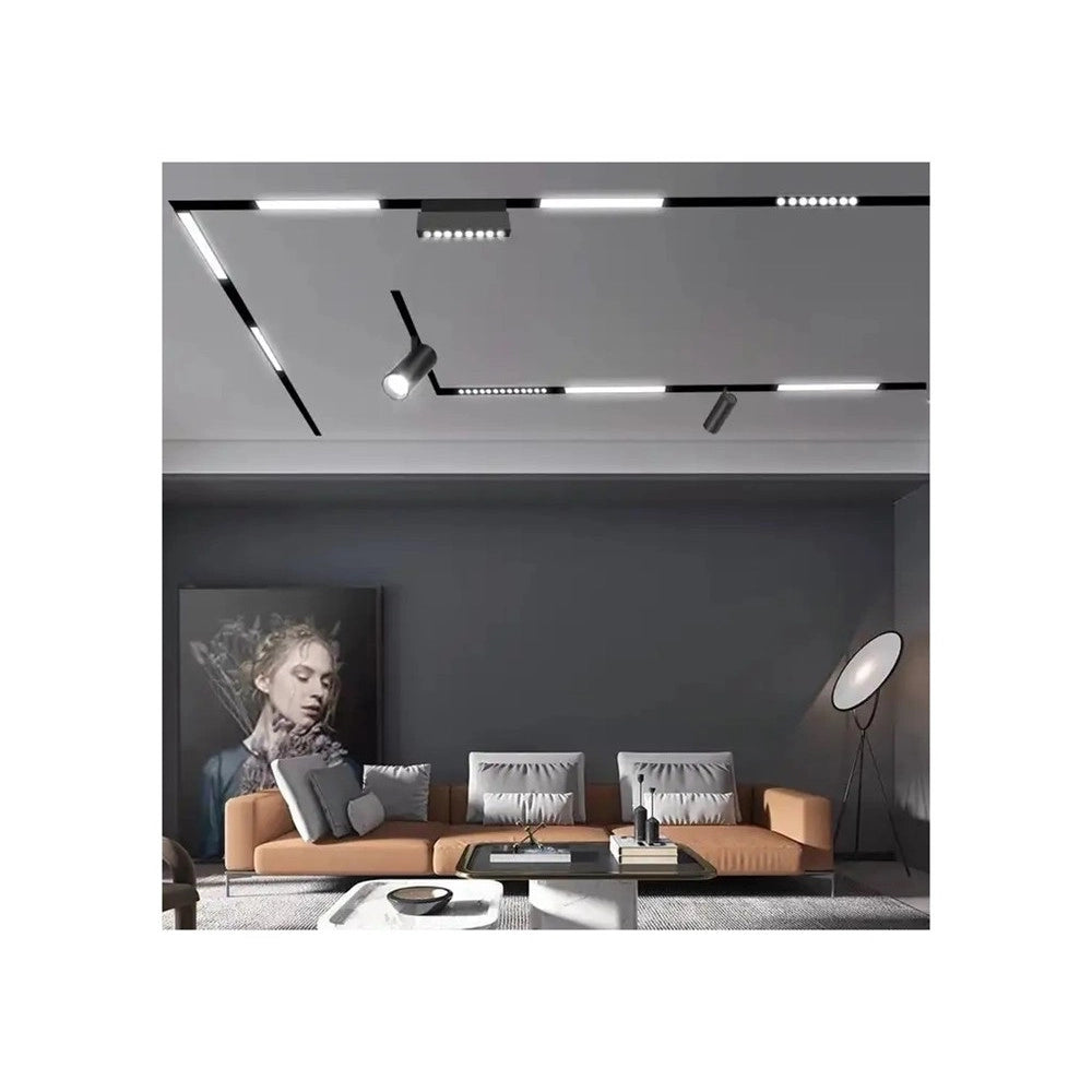 Trade Shop - Faretto Led 24 W Magnetico Rettangolare Per Binario 48v Luce 3000k 4000k Fr-r300 - -bianco Naturale      -