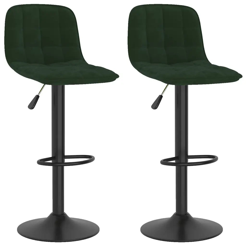 vidaXL Sgabelli da Bar 2 pz Verde Scuro in Velluto