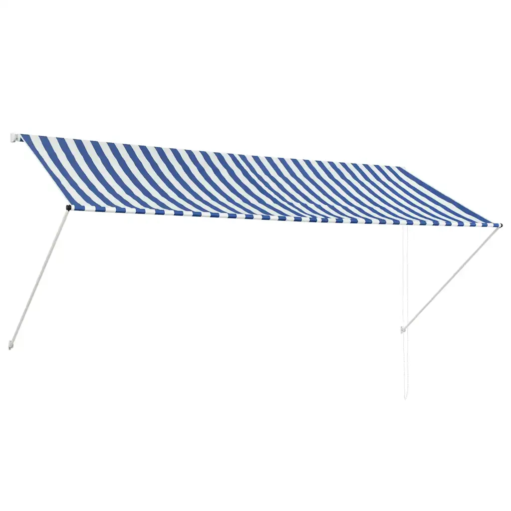 Tenda da Sole Retrattile-Tenda parasole per Patio 300x150 cm Blu e Bianco