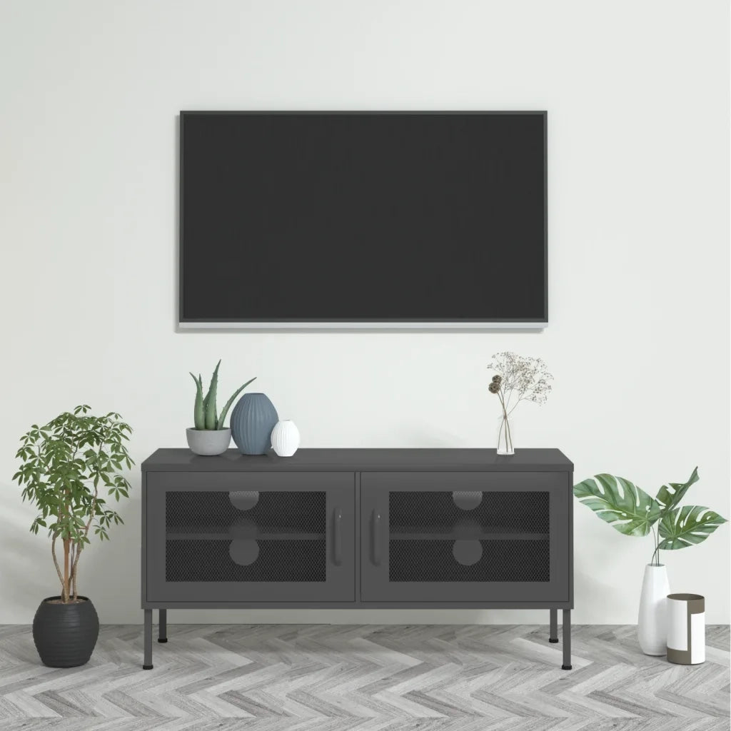 Mobile TV | Armadietto TV | Mobile Porta TV Antracite 105x35x50 cm in Acciaio