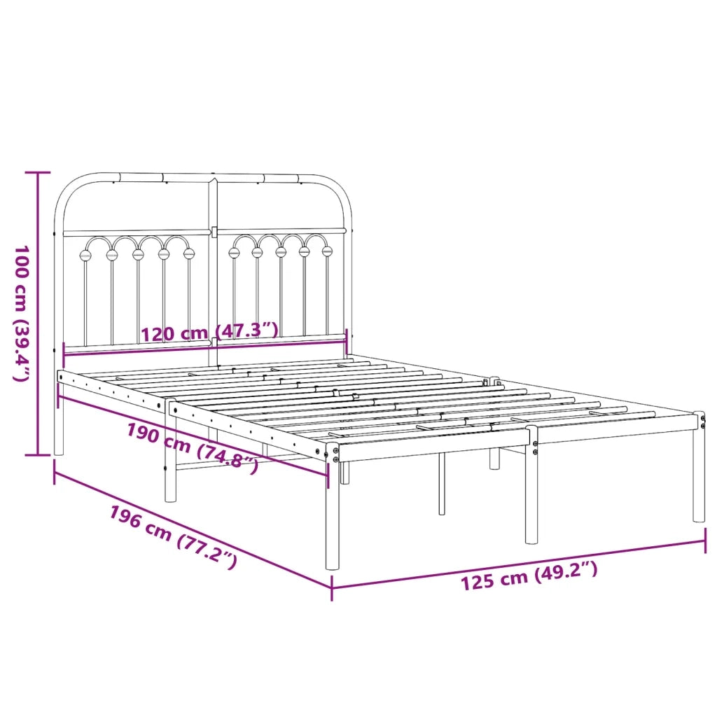 Giroletto con Testiera-Struttura Letto con testiera Metallo Bianco 120x190 cm 874439