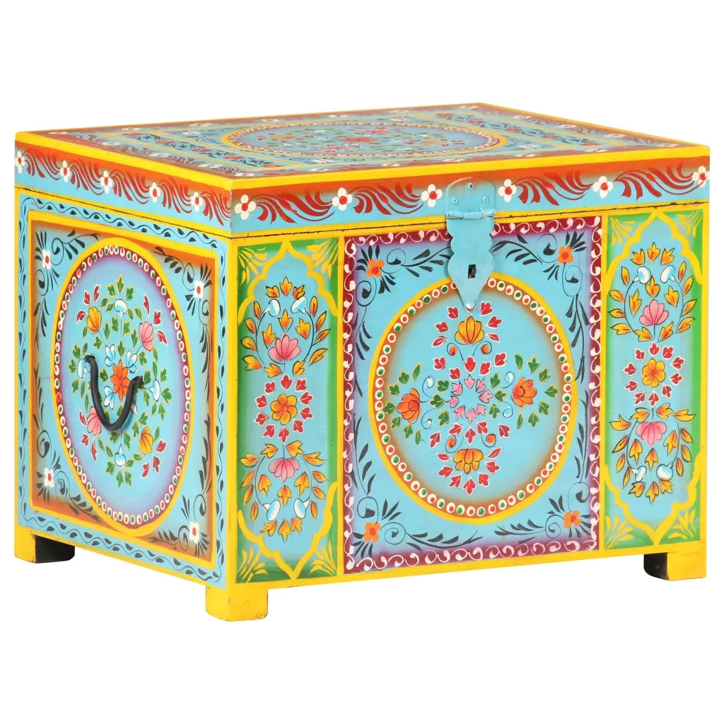 Baule Dipinto a Mano 50x40x40 cm in Legno Massello di Mango cod mxl 60019