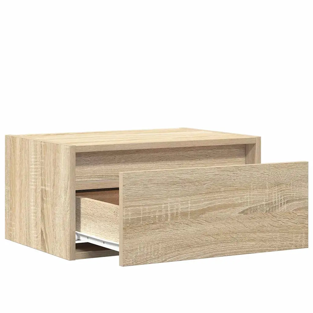 Comodino | Armadio da Notte | Mobiletto da notte a Parete con luci LED Rovere Sonoma