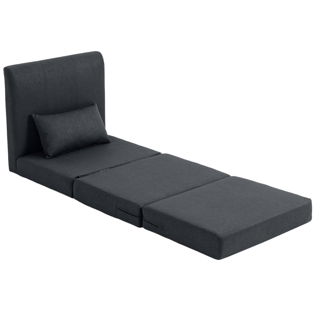 Letto divano imbottito pieghevole ¨C zephmum ¨C tessuto lino grigio scuro