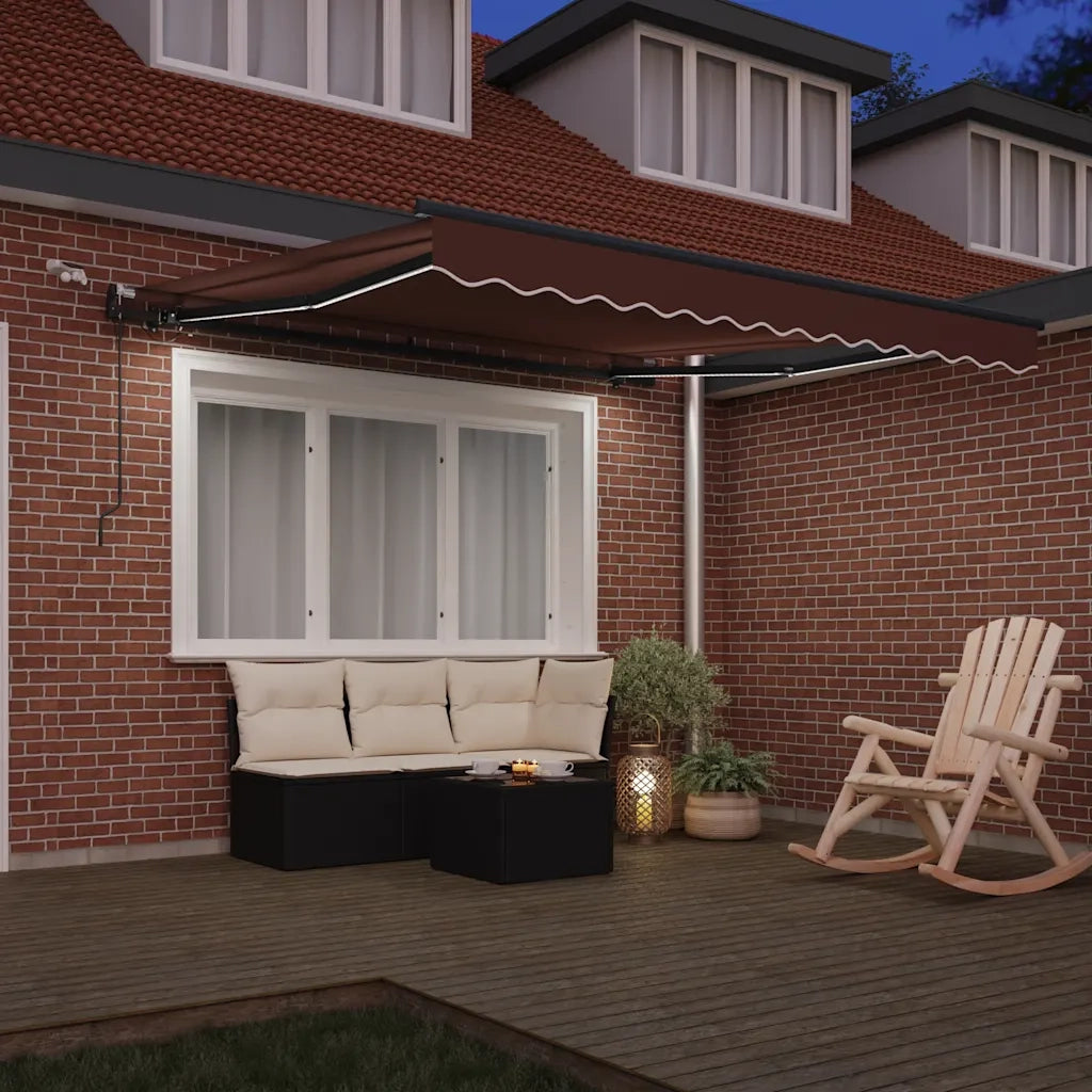 Tenda da Sole Retrattile Automatica con LED Marrone 300x250 cm 3310204