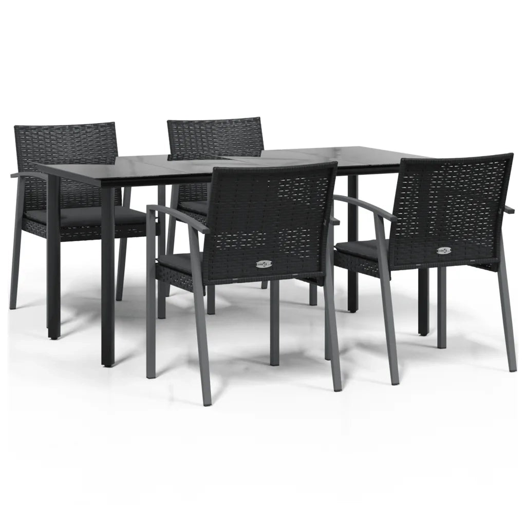 Set Pranzo da Giardino 5pz con Cuscini in Polyrattan e Acciaiocod mxl 124563