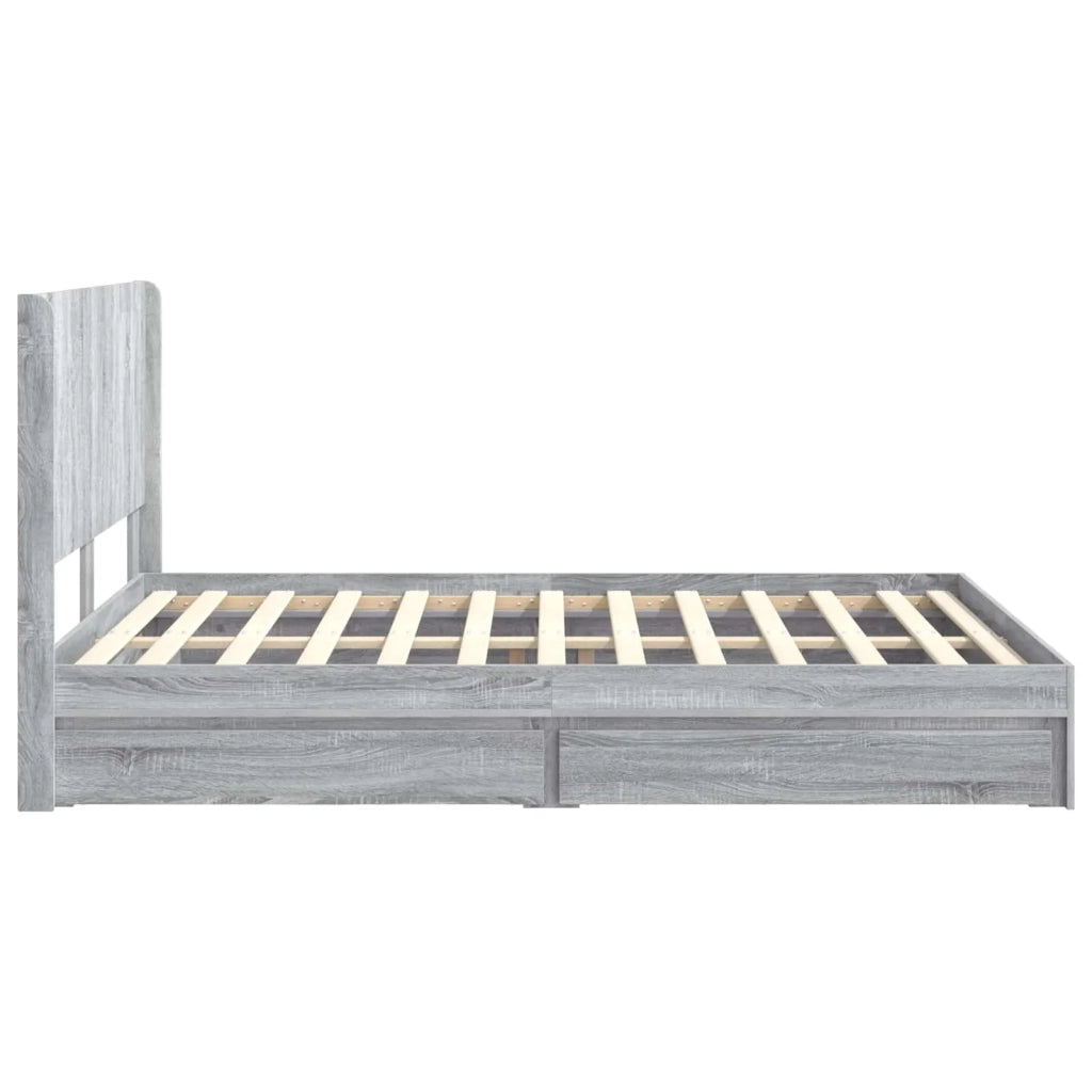 Struttura del letto con stoccaggio e testata-Giroletto con contenitore Sonoma grigio 909009