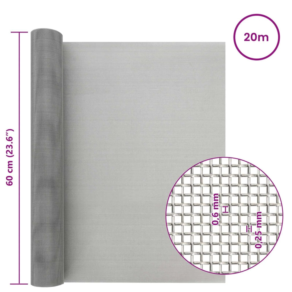 Rete per schermatura 60 x 2000 cm 30 Mesh Argento 42039553