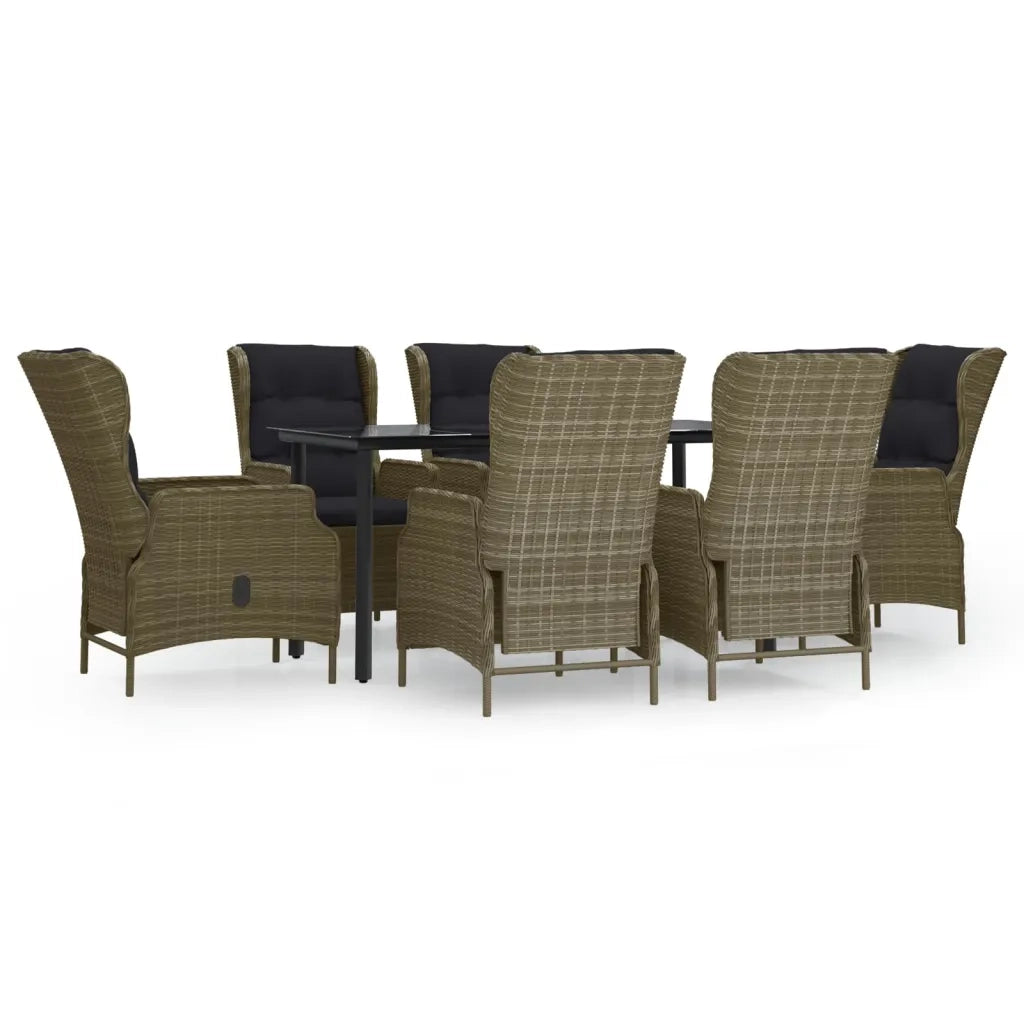 Set da Pranzo da Giardino 7 pz Marrone in Polyrattan cod mxl 43657