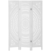 Paravento Pieghevole 3 Pannelli ¨C zephmum ¨C Legno Intagliato Bianco 120x170cm