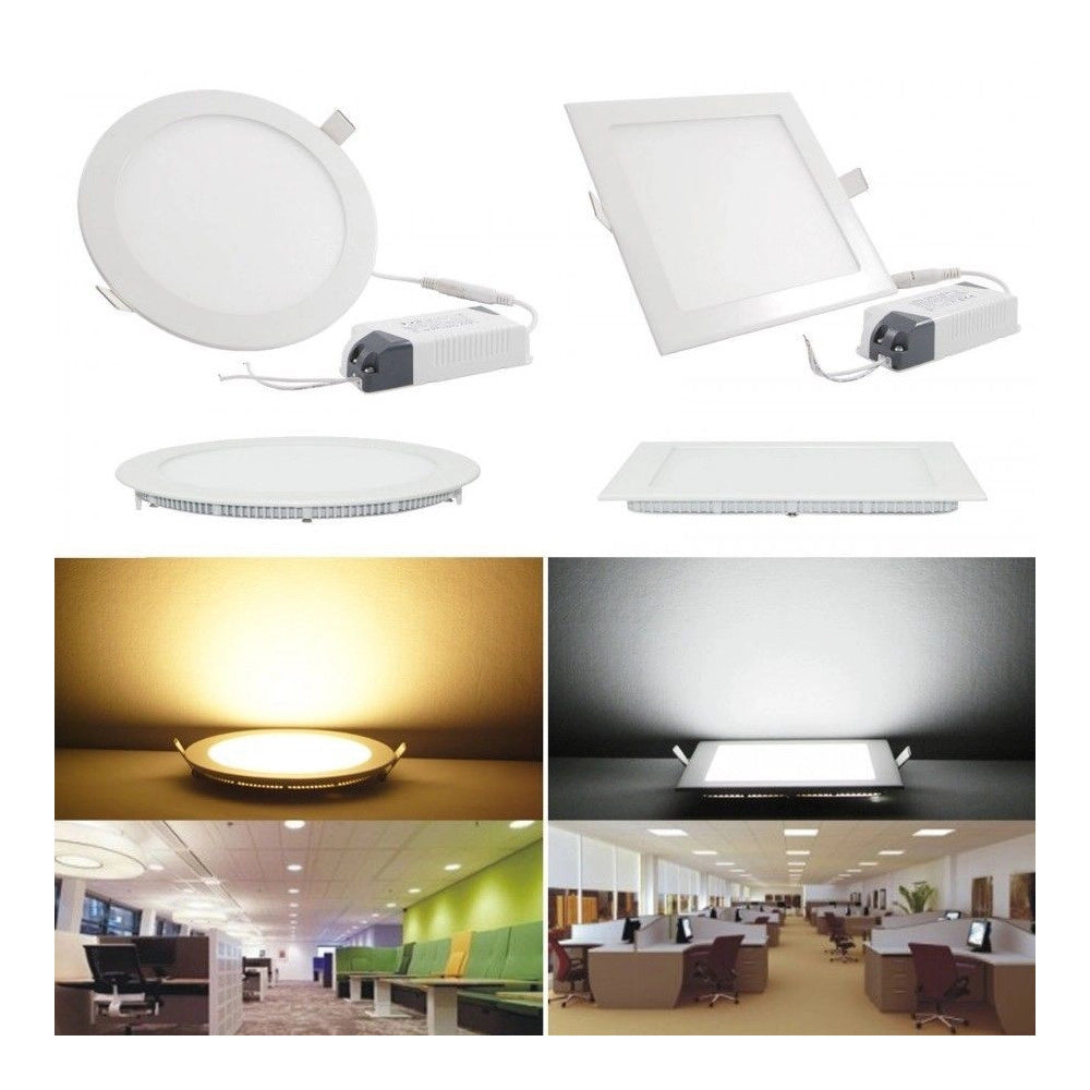 Trade Shop - Pannello Faretto Tondo O Quadrato A Led Da 6 A 25 W Ad Incasso Luce Freddo Caldo - -bianco Freddo-6 Watt -quadrato    -