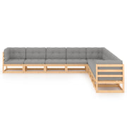 Set Salotto Giardino 9 pz Cuscini Antracite Legno Massello Pino 3076894