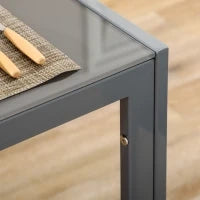 Set da Pranzo 5 Pezzi con 1 Tavolo da Pranzo e 4 Sedie Moderne in Similpelle, Metallo e Vetro Temperato, Grigio