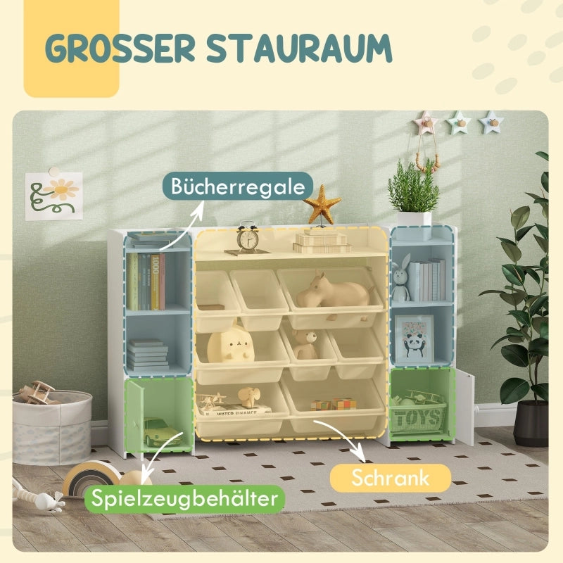 SCAFFALE Montessori per bambini 140x30x90 cm Bianco in MDF con 8 box estraibili