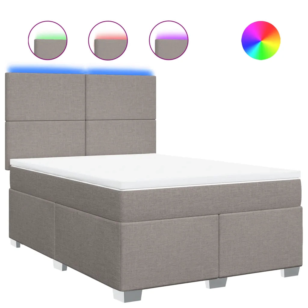 Giroletto a Molle con Materasso Tortora 140x190 cm in Tessuto