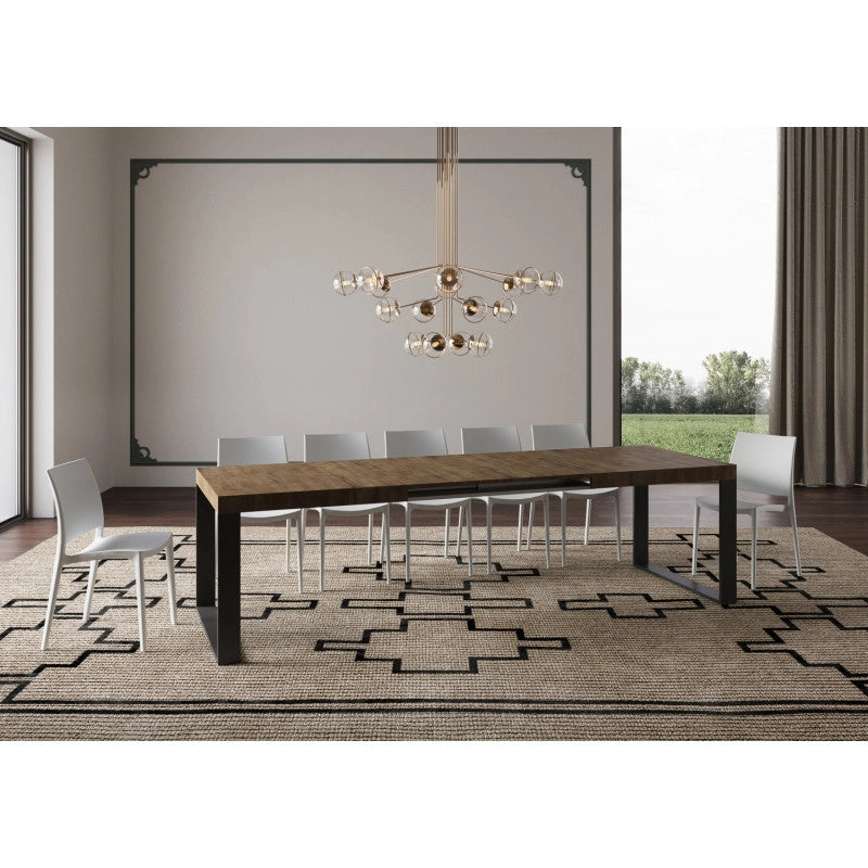 Tavolo allungabile 200/304x90 cm Tecno telaio Antracite - Noce