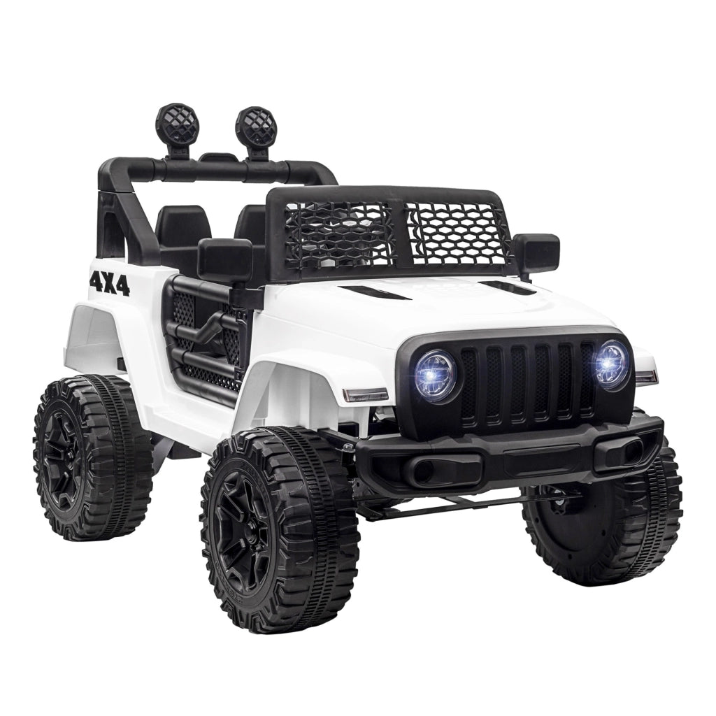 EasyComfort Macchina Elettrica per Bambini Jeep Fuoristrada con Telecomando e 2 Velocità, 100x65x72 cm, Bianco