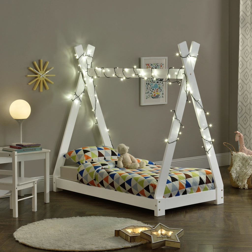 Letto per Cameretta Onejda a Forma di Capanna 70 x 140 cm Bianco [en.casa]