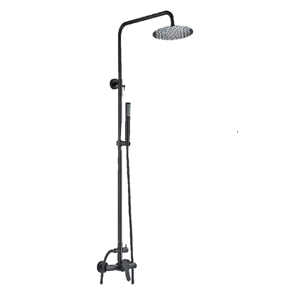 JANA | Set doccia a pioggia Premium nero opaco | Sistema doccia di design per rubinetteria doccia | Miscelatore doccia completo di doccetta