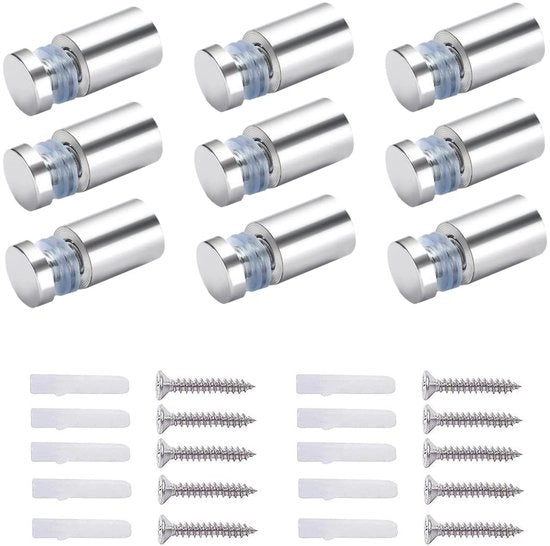 Accessori di montaggio - Spacers in acciaio inossidabile - 12 pezzi - 19 x 30 mm - Per segnalazioni in vetro/acrilico