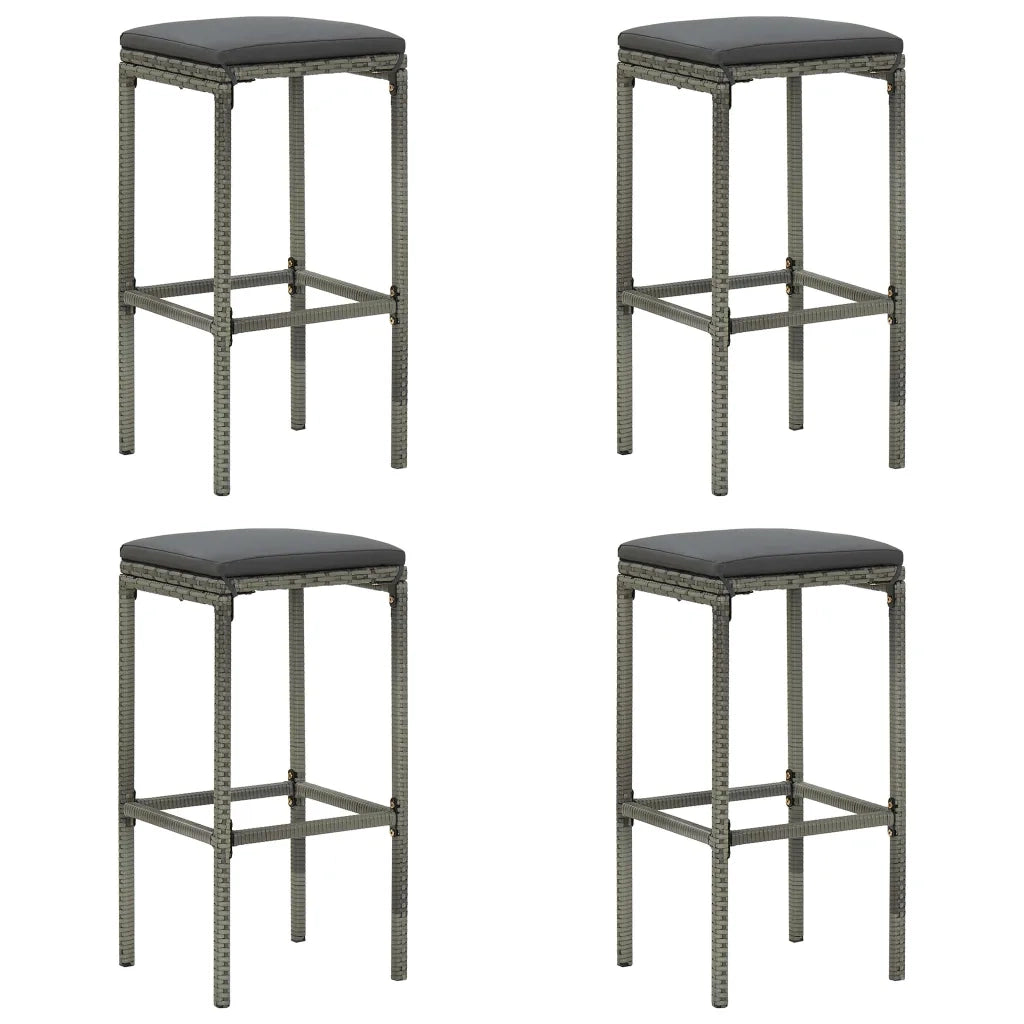 Set da Bar da Giardino 5 pz con Cuscini in Polyrattan Grigio cod mxl 35766